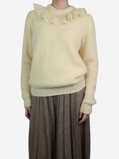 Yellow ruffle collar mohair mix jumper - size UK 14 Knitwear Miu Miu 