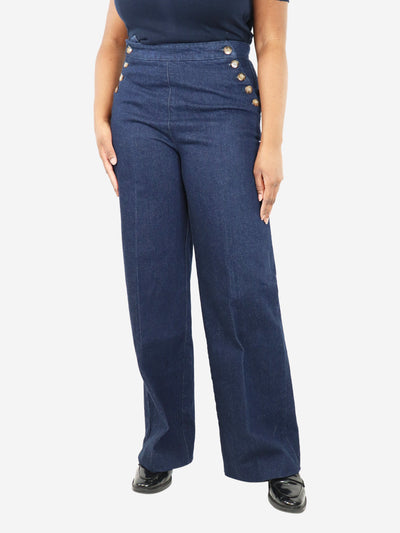 Blue flap-front wide-leg jeans - size UK 14 Trousers Sezane 