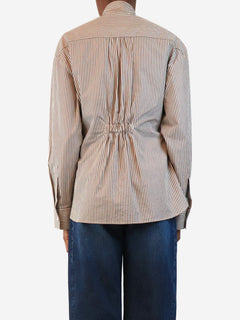 Brown and cream tie up front shirt - size XS Tops Wiggy Kit 