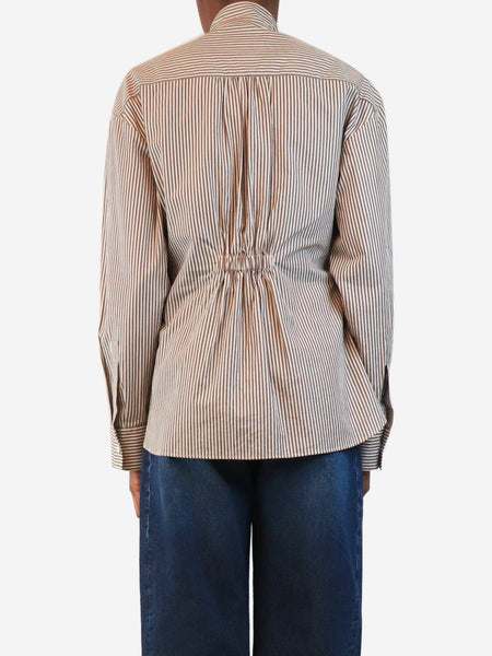 Brown and cream tie up front shirt - size XS alternate image