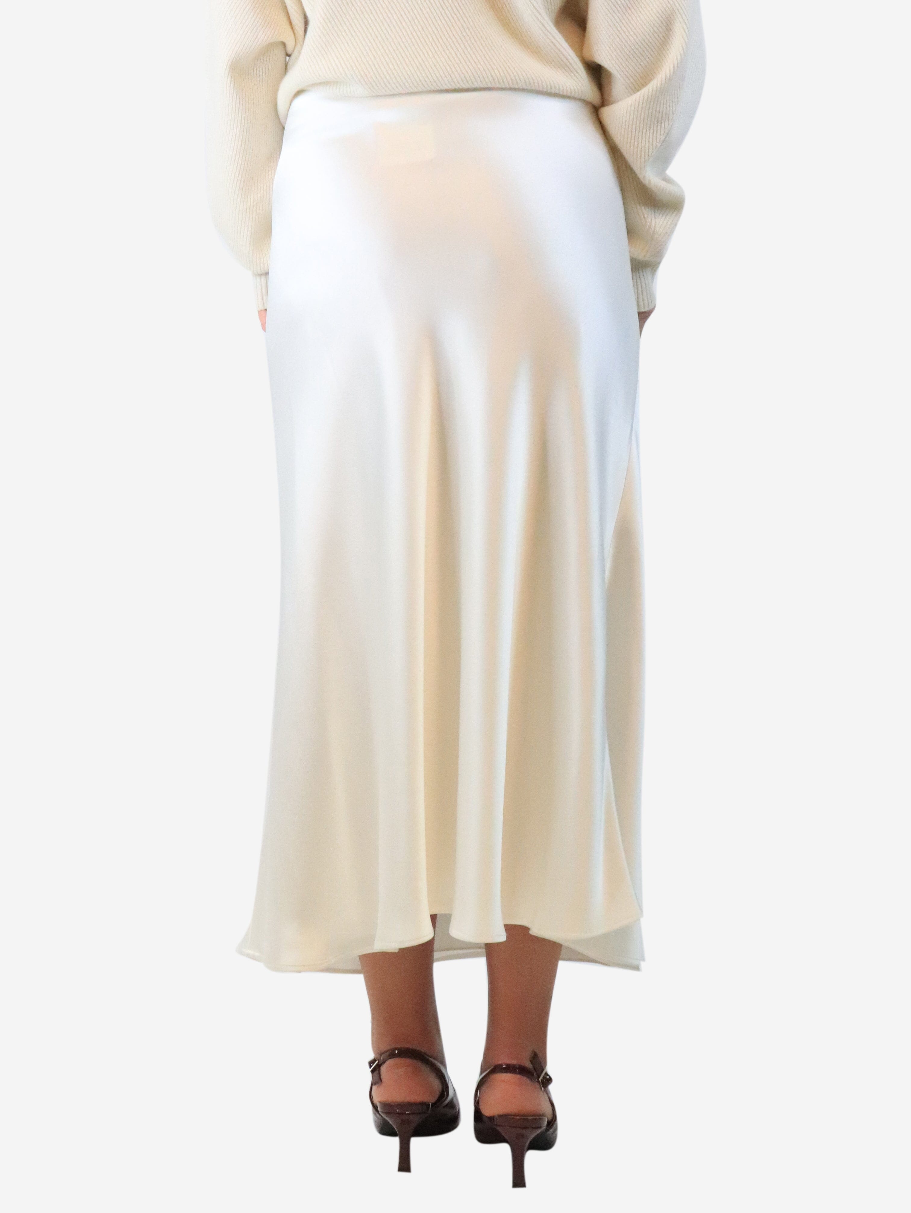 White satin midi skirt - size UK 12 Skirts Galvan London 