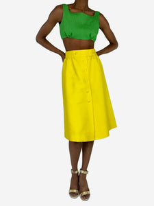 Courreges Yellow buttoned midi skirt - size UK 6