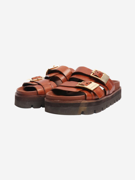 Brown leather platform sandals - size EU 38 alternate image