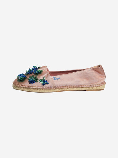 Pink satin bejewelled espadrilles - size EU 40 Flat Shoes Christian Dior 