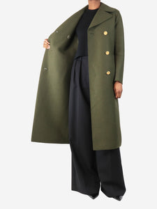 Harris Wharf London Khaki double-breasted wool coat - size UK 6