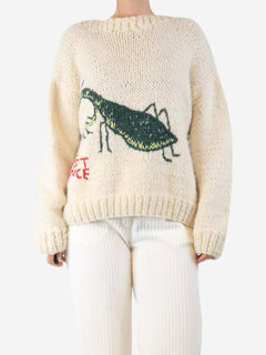 Cream hand-knit sweater - One size Knitwear The Farra 