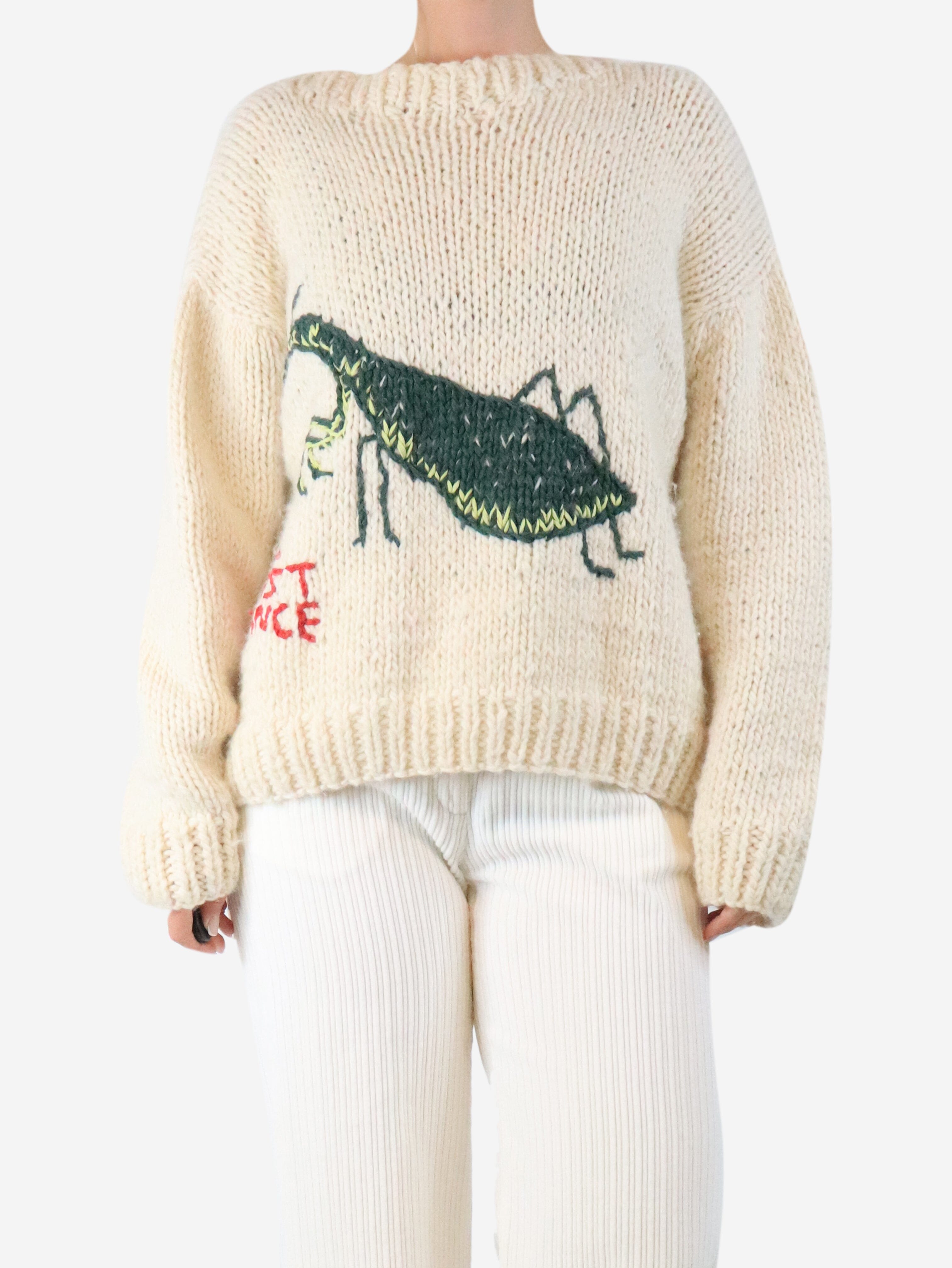 Cream hand-knit sweater - One size Knitwear The Farra 