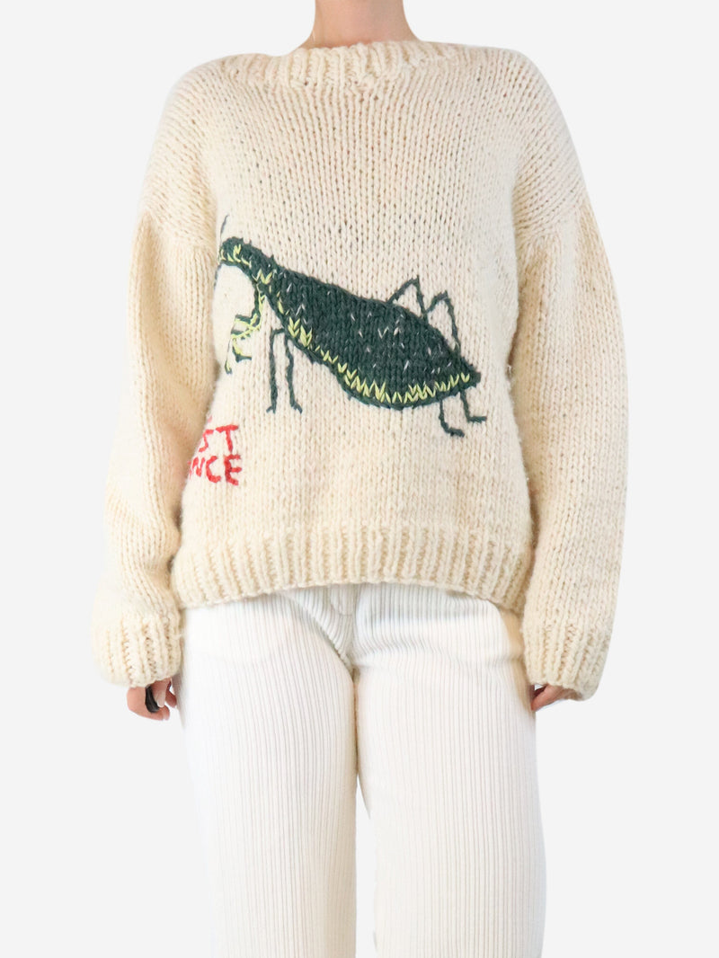 Cream hand-knit sweater - One size Knitwear The Farra 