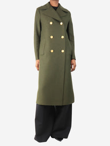 Harris Wharf London Khaki double-breasted wool coat - size UK 6