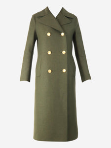 Harris Wharf London Khaki double-breasted wool coat - size UK 6