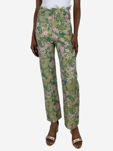 Marques / Almeida Green floral jacquard trousers - size UK 6