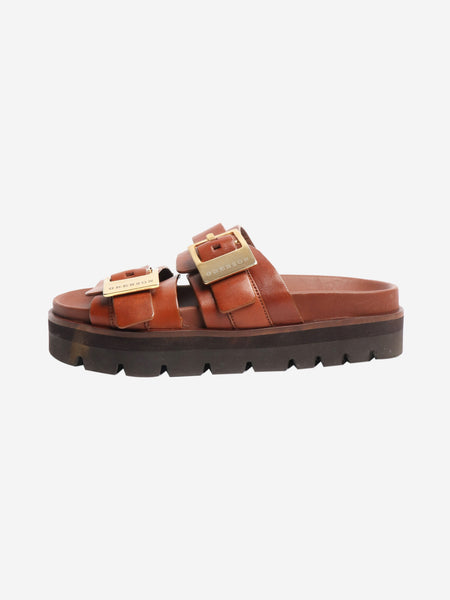 Brown leather platform sandals - size EU 38 product image