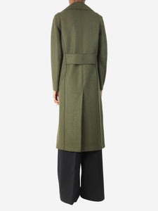 Harris Wharf London Khaki double-breasted wool coat - size UK 6