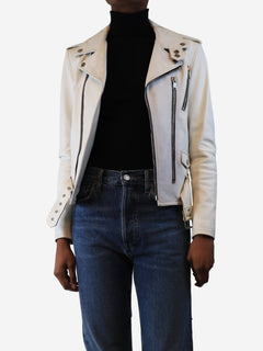 White leather biker jacket - size UK 8 Coats & Jackets Saint Laurent 