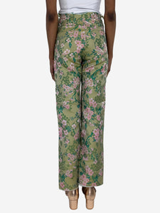 Marques / Almeida Green floral jacquard trousers - size UK 6