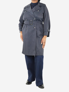 Max Mara Navy blue belted trenchcoat - size UK 12