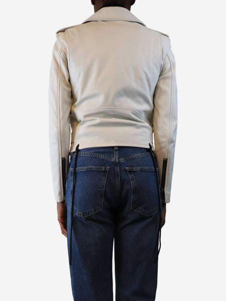 White leather biker jacket - size UK 8 alternate image