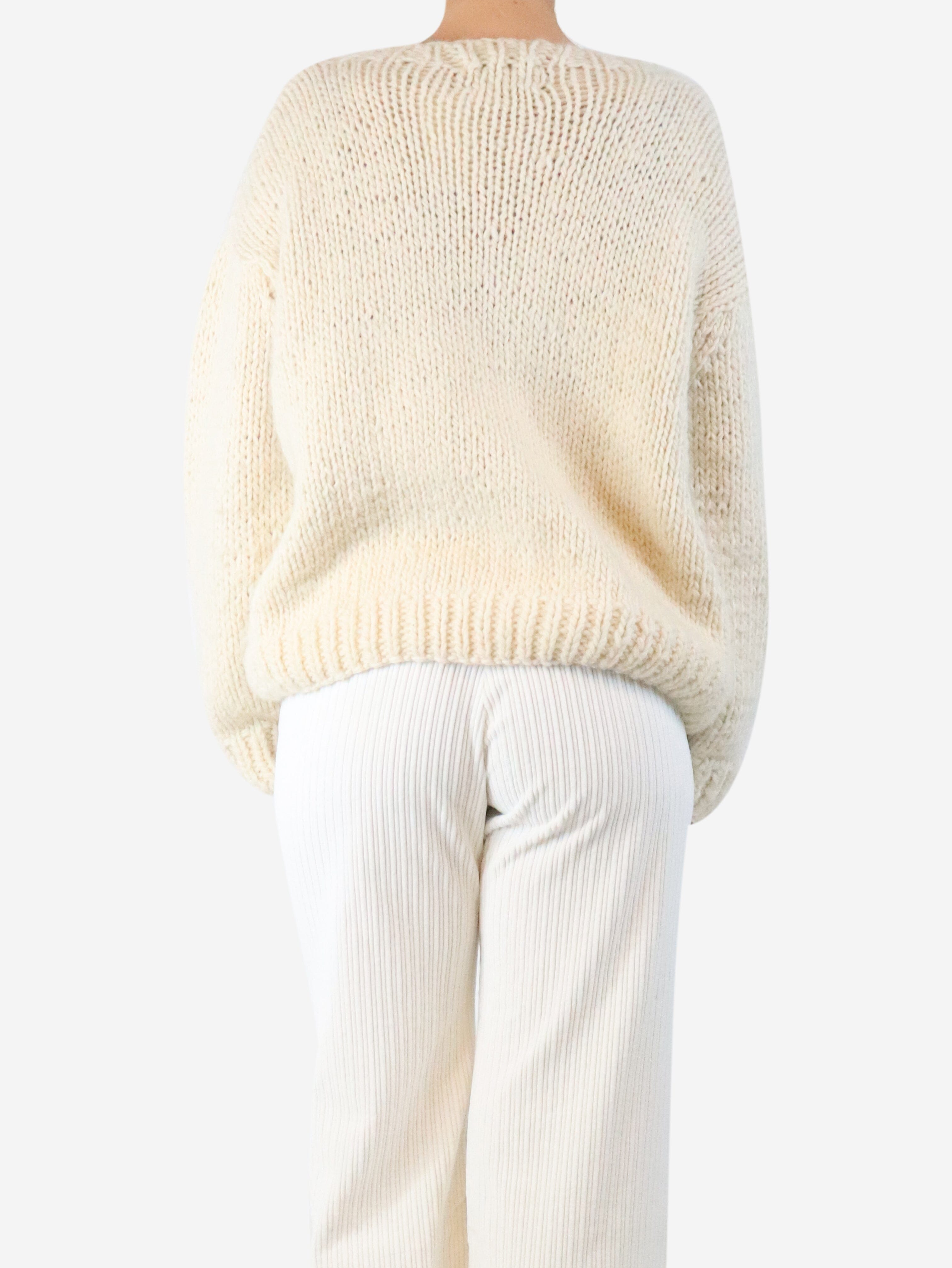 Cream hand-knit sweater - One size Knitwear The Farra 