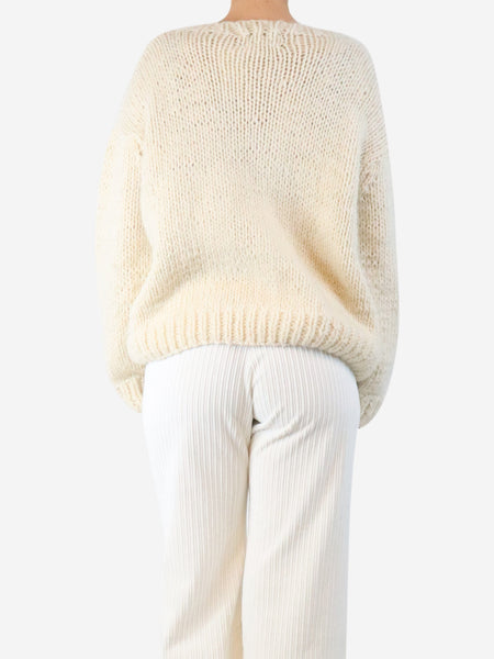 Cream hand-knit sweater - One size alternate image