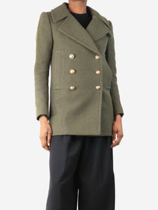 Balmain Khaki double-breasted peacoat - size UK 6