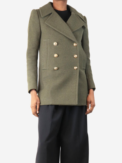 Khaki double-breasted peacoat - size UK 6 Coats & Jackets Balmain 