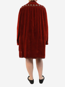 Fortela Rust velvet studded long shirt - size UK 14