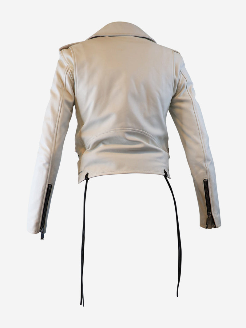 White leather biker jacket - size UK 8 Coats & Jackets Saint Laurent 
