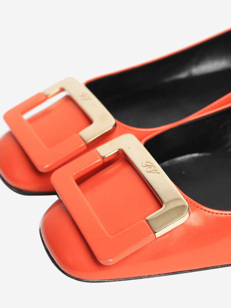 Orange patent leather falts - size EU 37.5 (UK 4.5) Flat Shoes Roger Vivier 