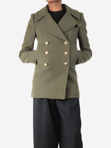 Balmain Khaki double-breasted peacoat - size UK 6