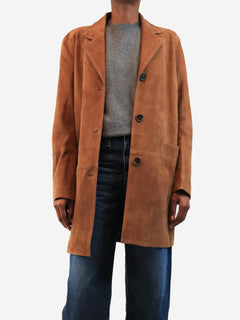 Brown suede button-down coat - size UK 8 Coats & Jackets Dagmar 