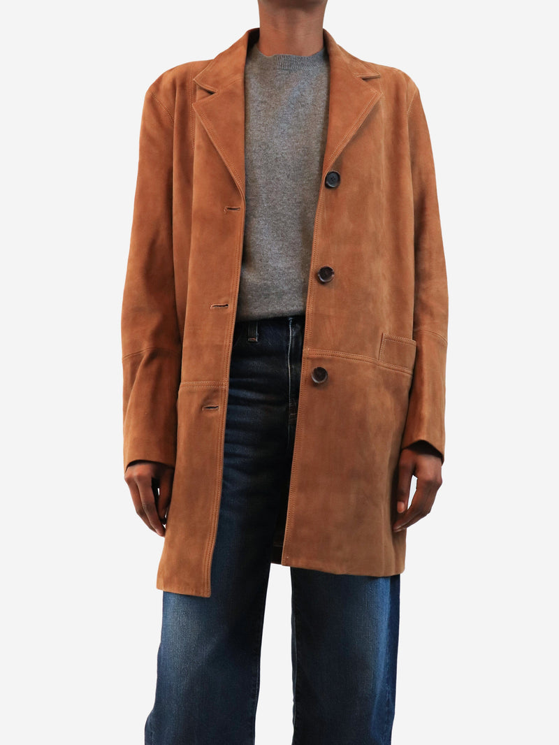 Brown suede button-down coat - size UK 8 Coats & Jackets Dagmar 