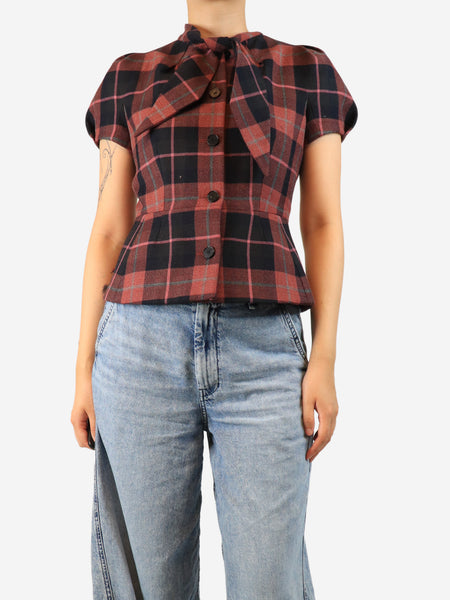 Red tartan wool top - size UK 10 product image