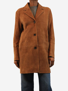 Brown suede button-down coat - size UK 8 Coats & Jackets Dagmar 