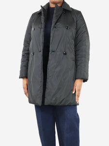 Jil Sander Black double-breasted padded coat - size UK 14