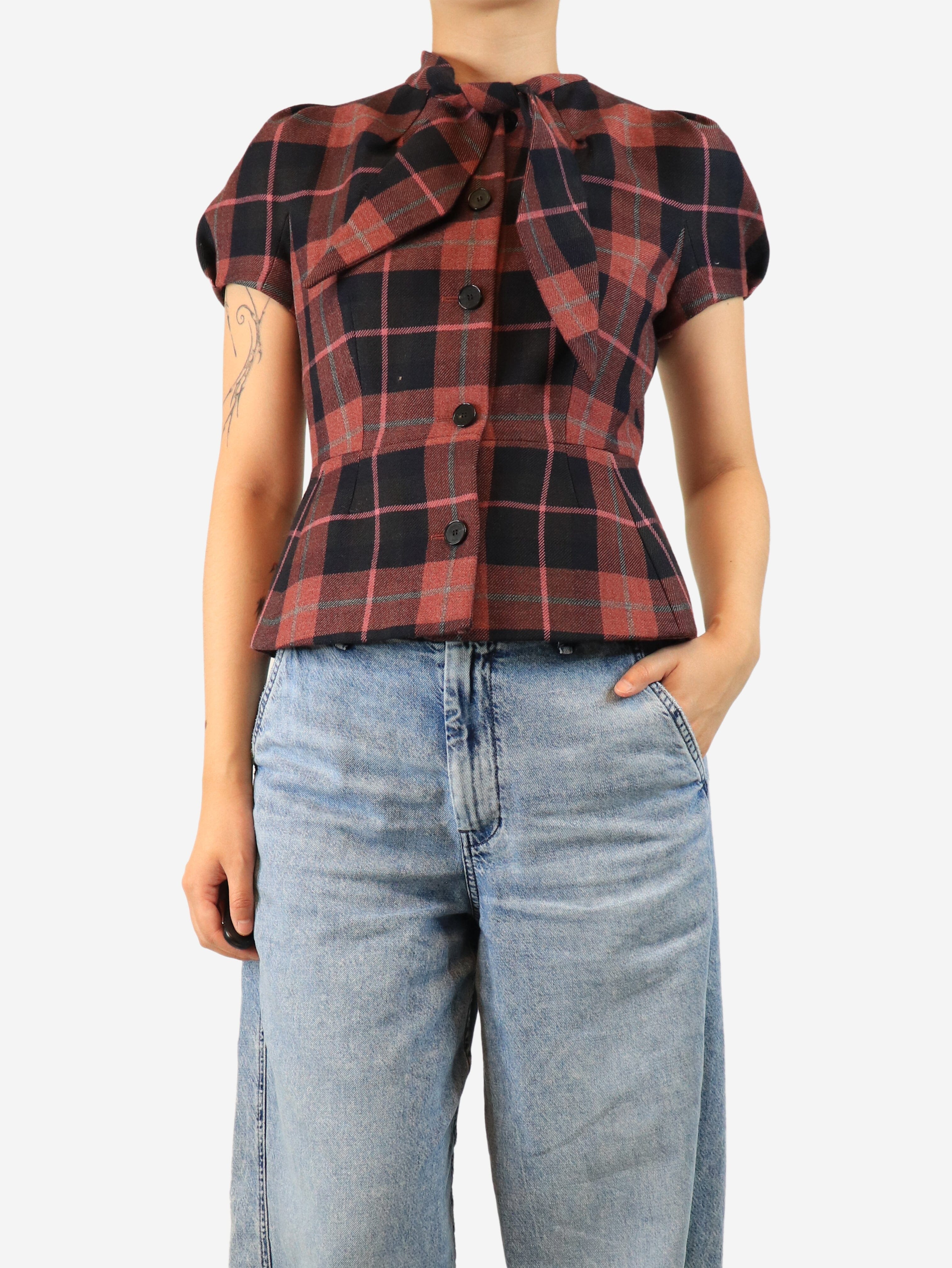 Red tartan wool top - size UK 10 Tops Dior 