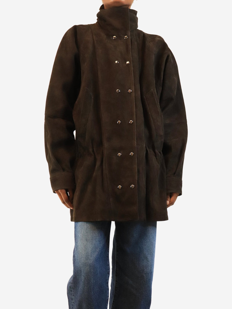 Dark brown cinched waist suede jacket - size UK 6 Coats & Jackets Madga Butrym 