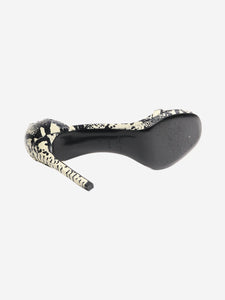 Saint Laurent Neutral and black snakeskin sandal heels - size EU 35.5