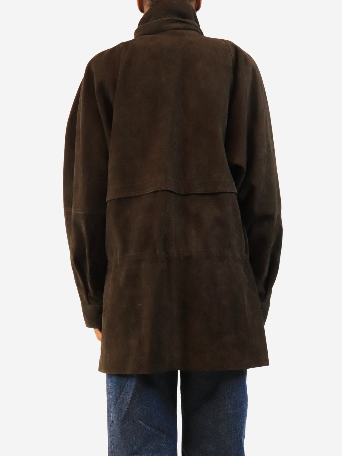 Dark brown cinched waist suede jacket - size UK 6 Coats & Jackets Madga Butrym 