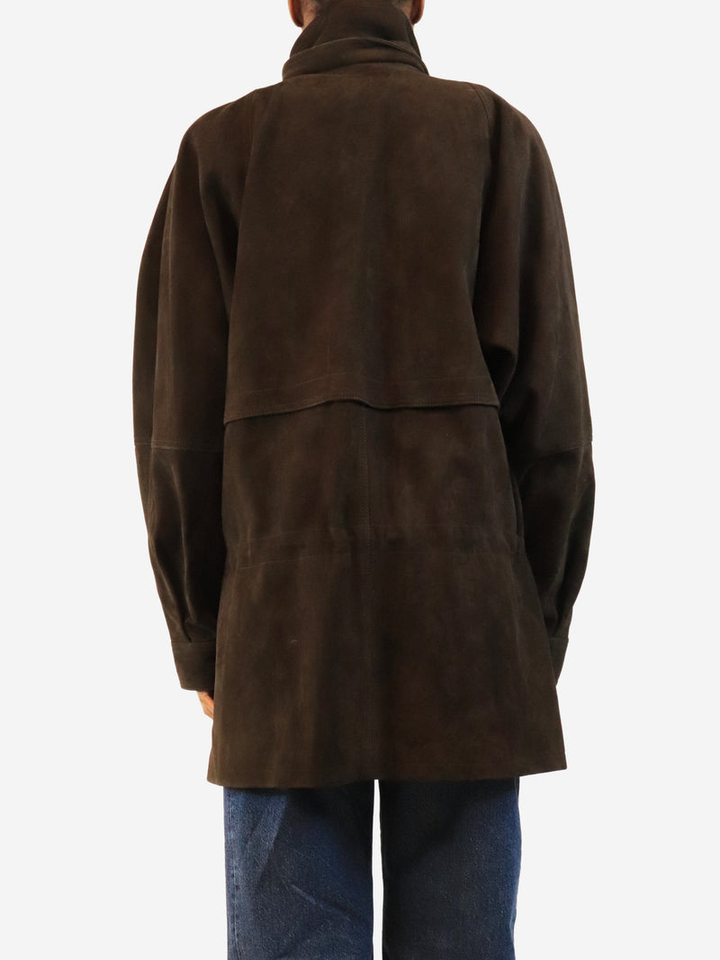 Dark brown cinched waist suede jacket - size UK 6 Coats & Jackets Madga Butrym 