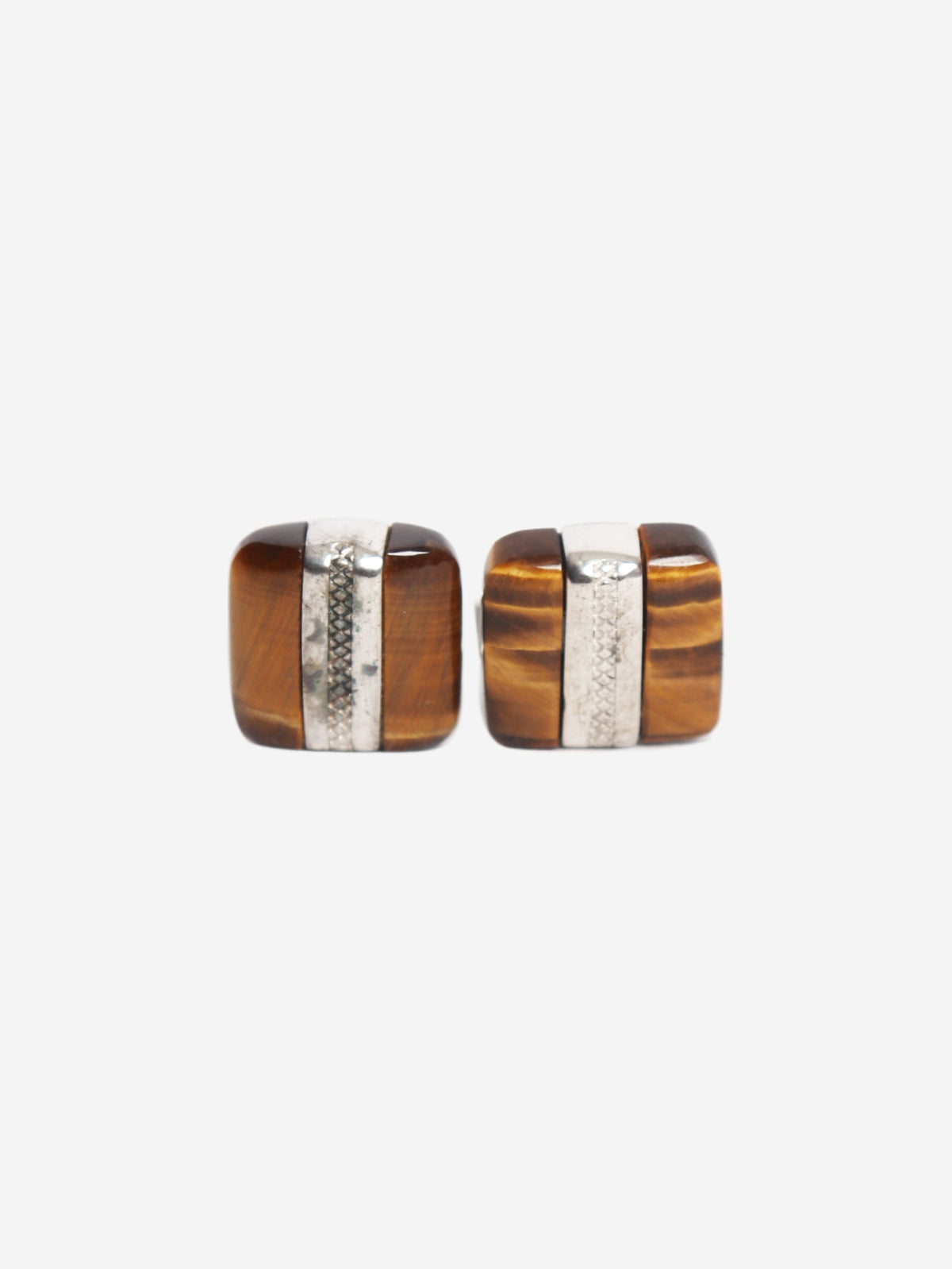Brown and silver Signature Pillow Tiger's Eye cufflinks Cufflinks Tateossian 