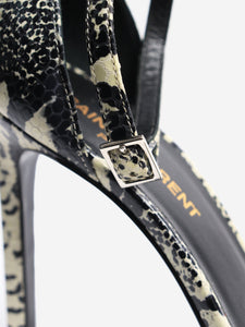 Saint Laurent Neutral and black snakeskin sandal heels - size EU 35.5