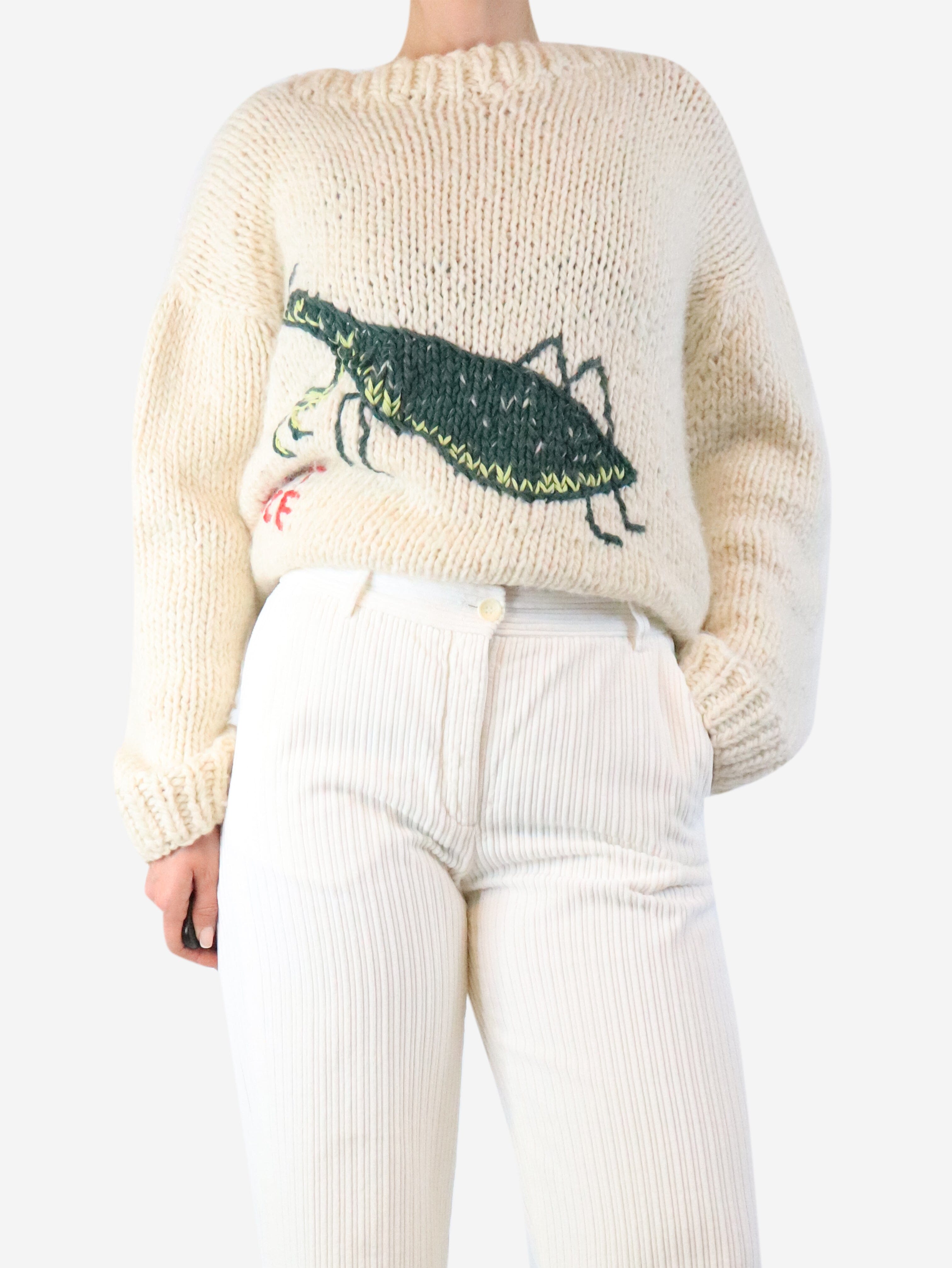 Cream hand-knit sweater - One size Knitwear The Farra 