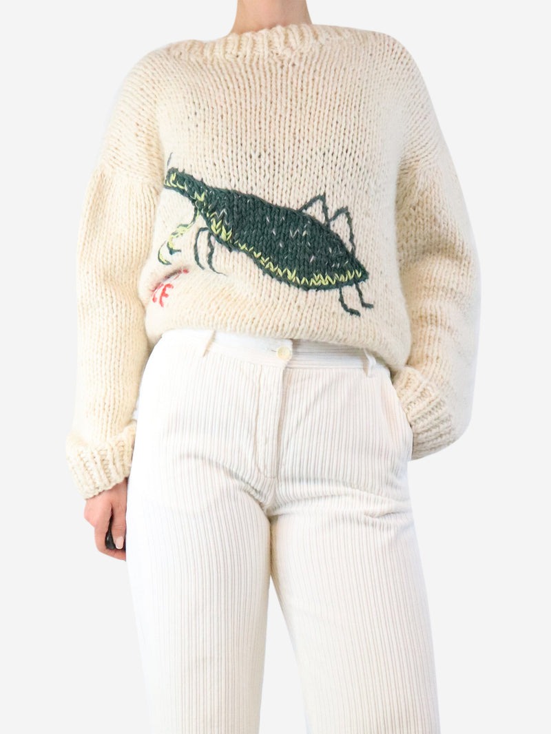 Cream hand-knit sweater - One size Knitwear The Farra 