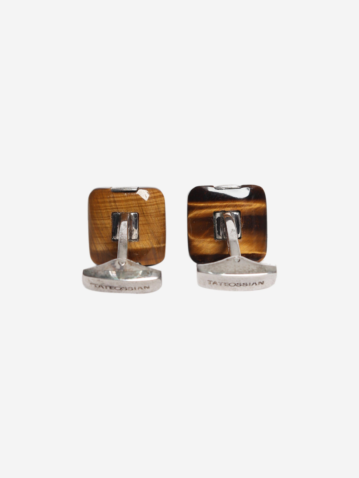 Brown and silver Signature Pillow Tiger's Eye cufflinks Cufflinks Tateossian 