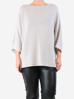 Light grey sequin-embellished sweater - size UK 12 Knitwear Fabiana Filippi 