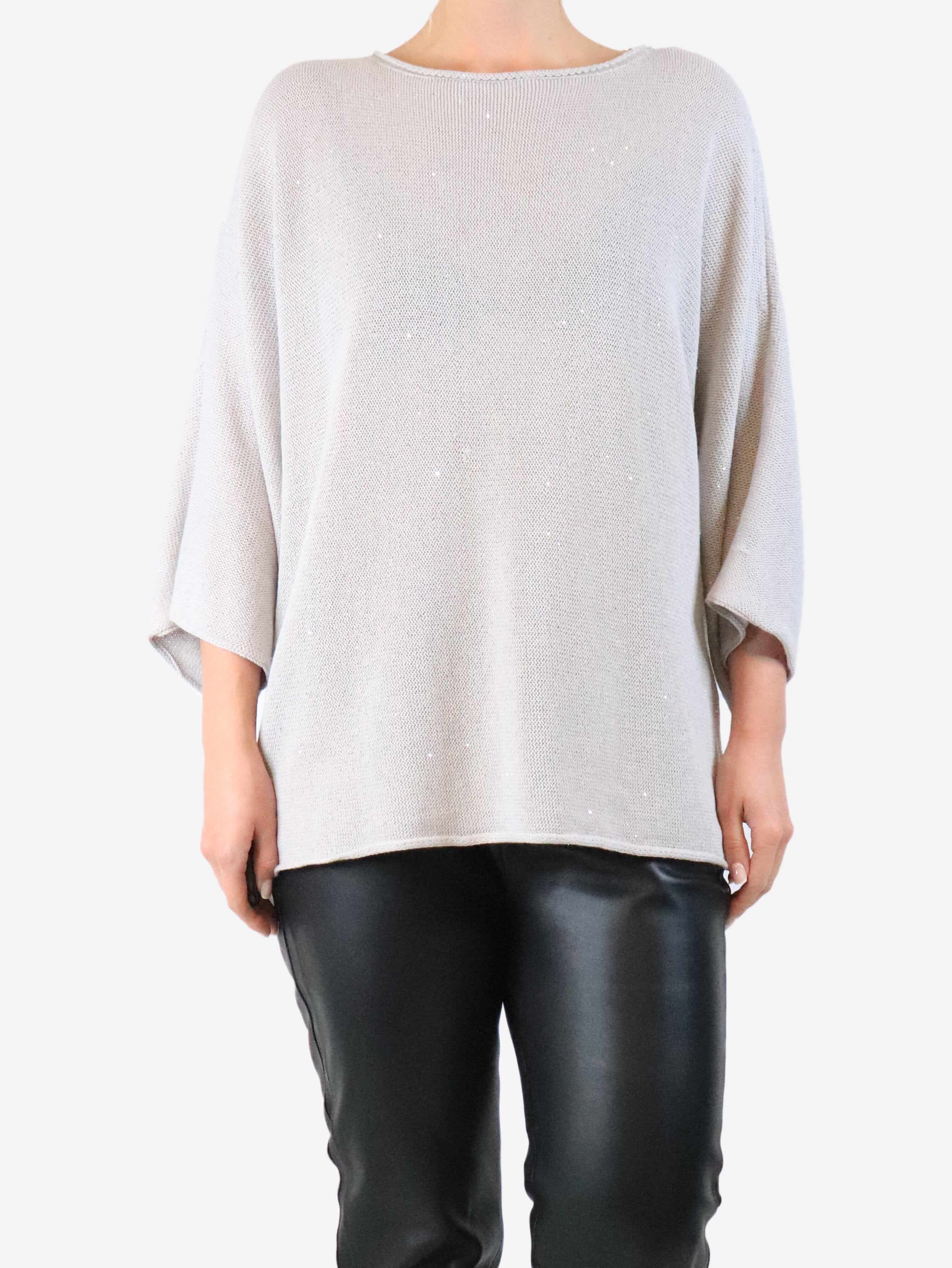 Light grey sequin-embellished sweater - size UK 12 Knitwear Fabiana Filippi 