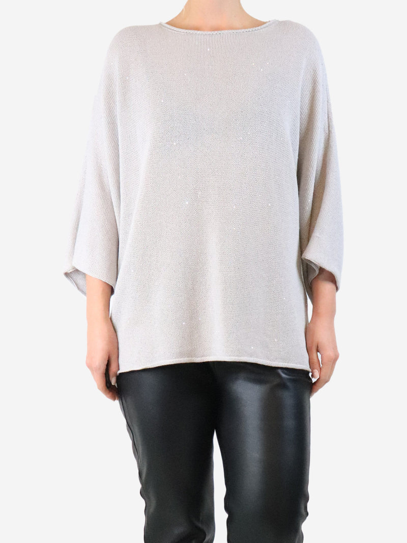 Light grey sequin embellished sweater