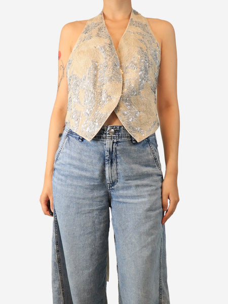Beige and grey sequin waistcoat - size M product image