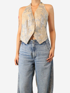 Beige and grey sequin waistcoat - size M Tops Brunello Cucinelli 