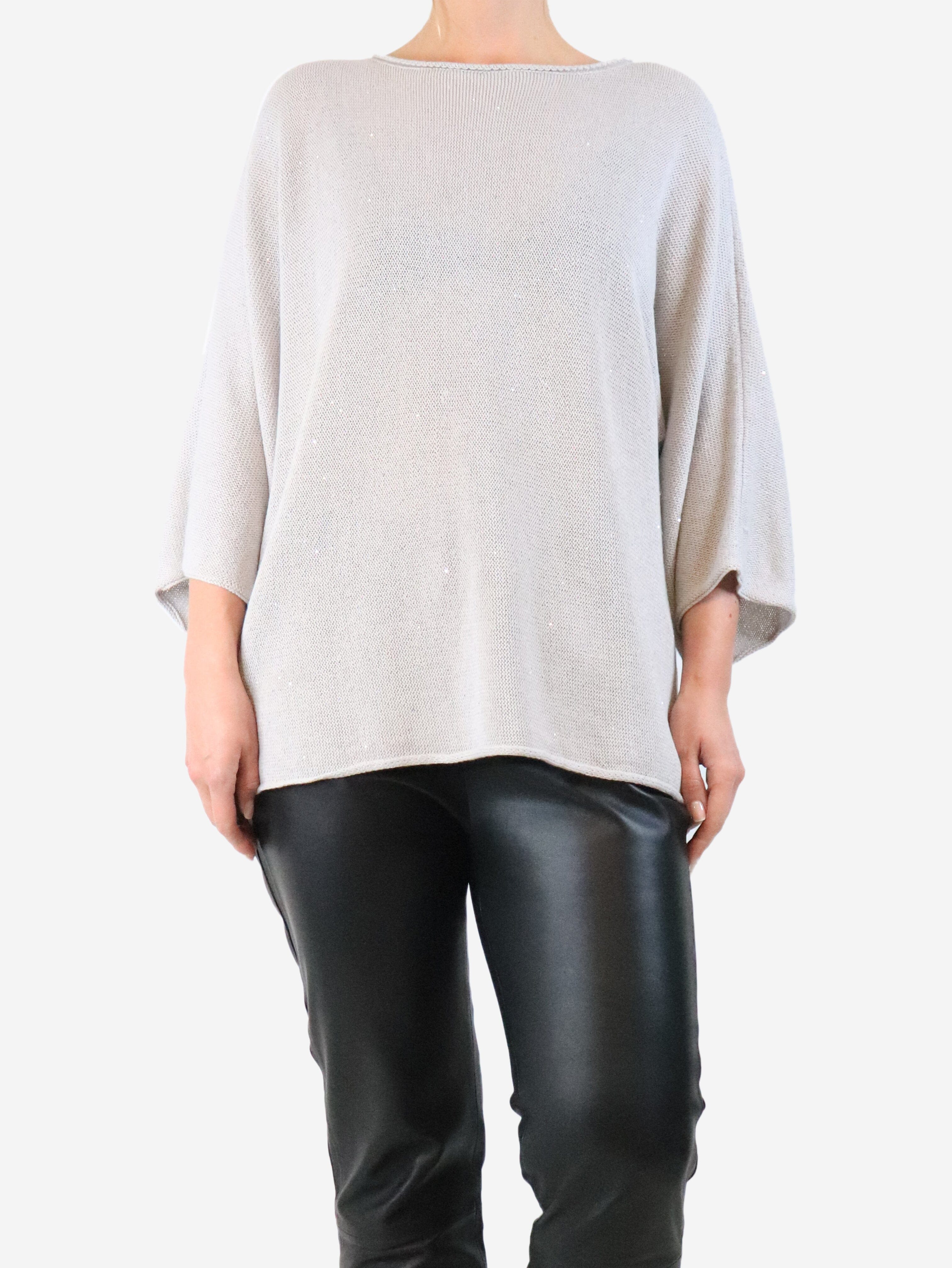 Light grey sequin-embellished sweater - size UK 12 Knitwear Fabiana Filippi 